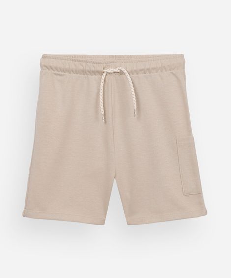 bermuda infantil de algodão com bolso - bege medio