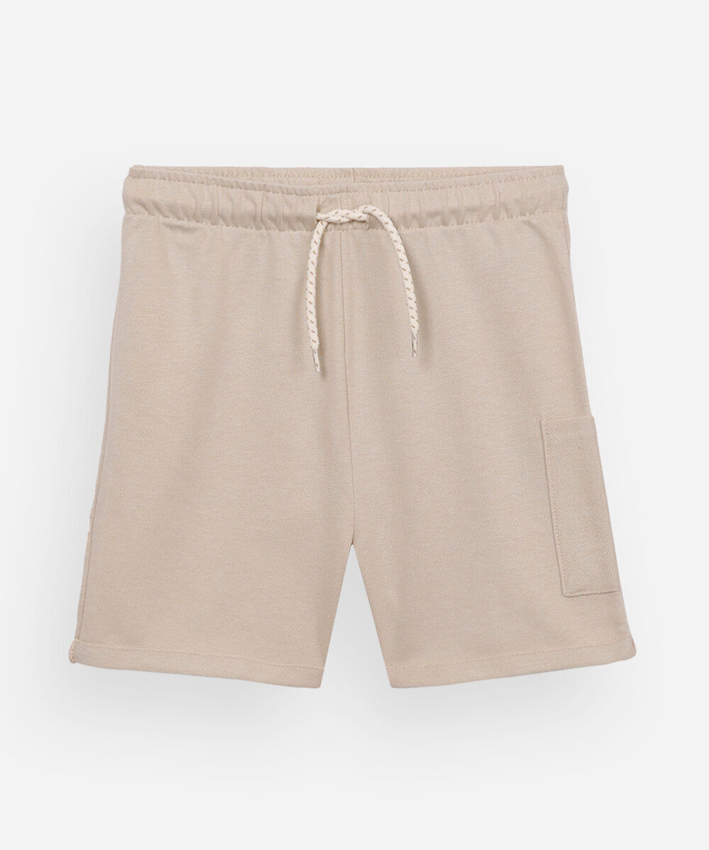 bermuda infantil de algodão com bolso - bege medio