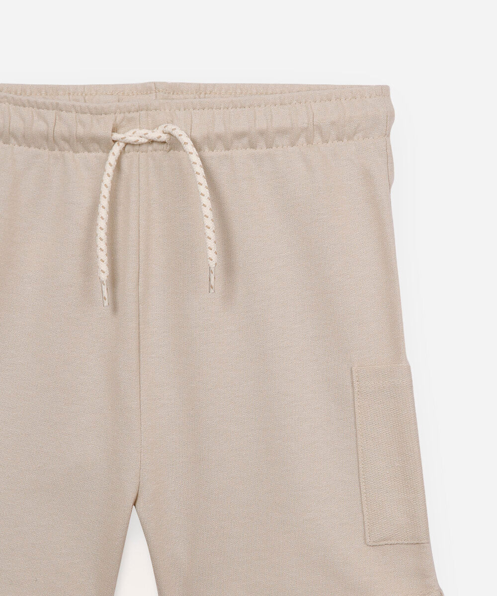 bermuda infantil de algodão com bolso - bege medio