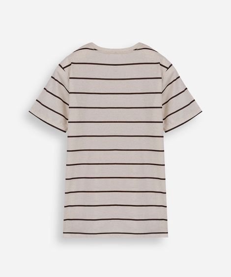 camiseta juvenil com linho listrada marrom