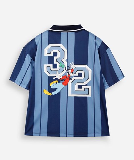 polo juvenil manga curta listrada pateta julia faria e mickey e amigos azul