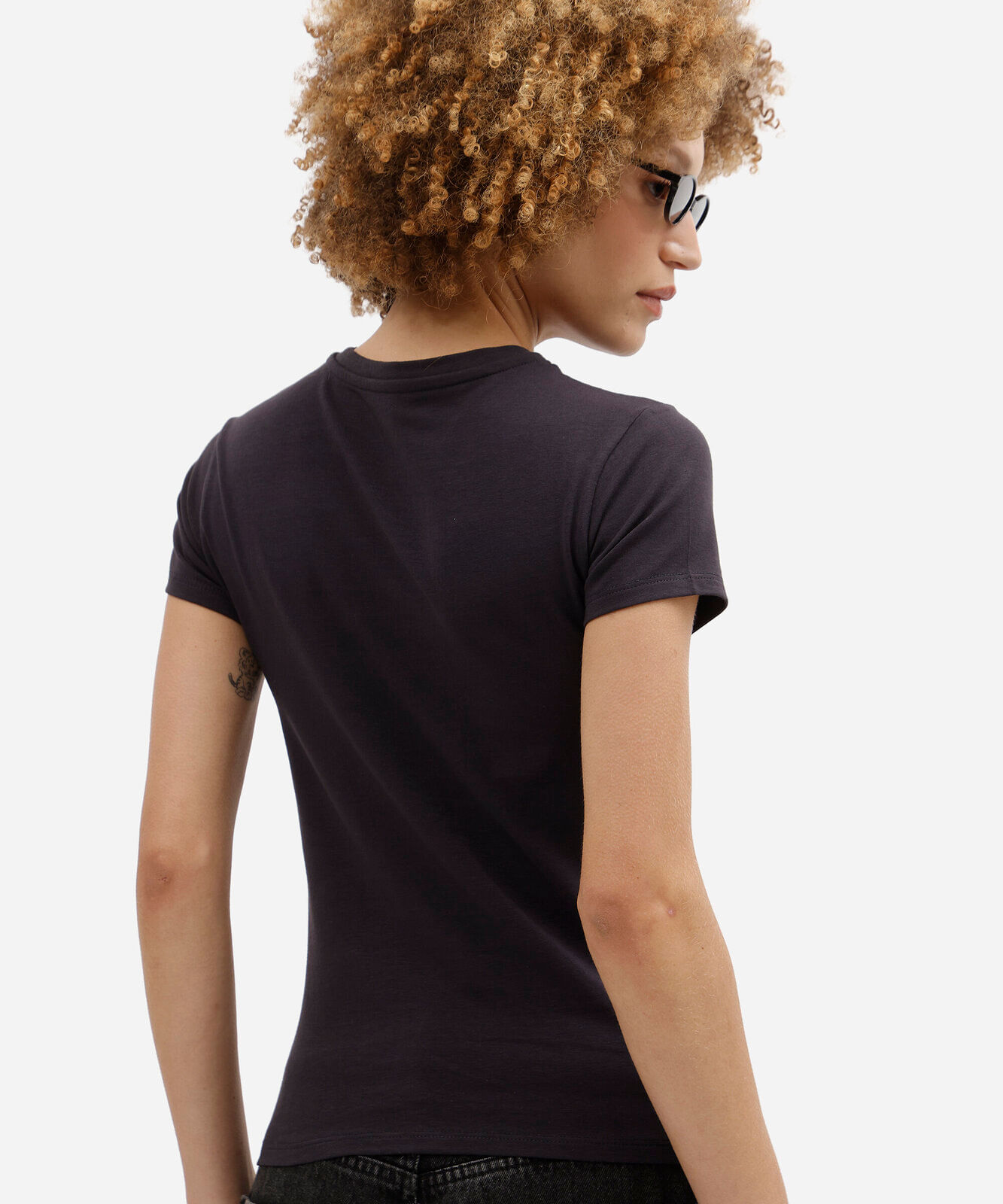 blusa baby look feminina de algodão manga curta kuromi cinza