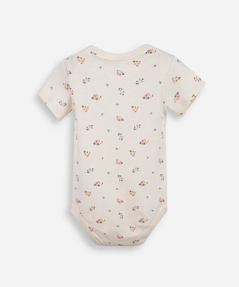 body infantil de algodão floral bege