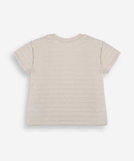 camiseta infantil de malha de algodão texturizada bege