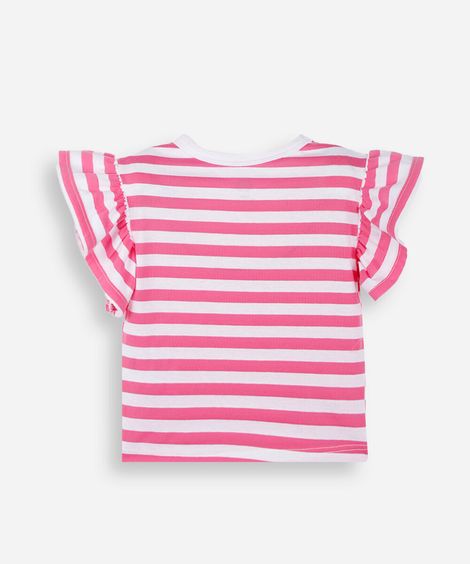 kit de 2 blusas infantil com algodão manga curta listrado colorido