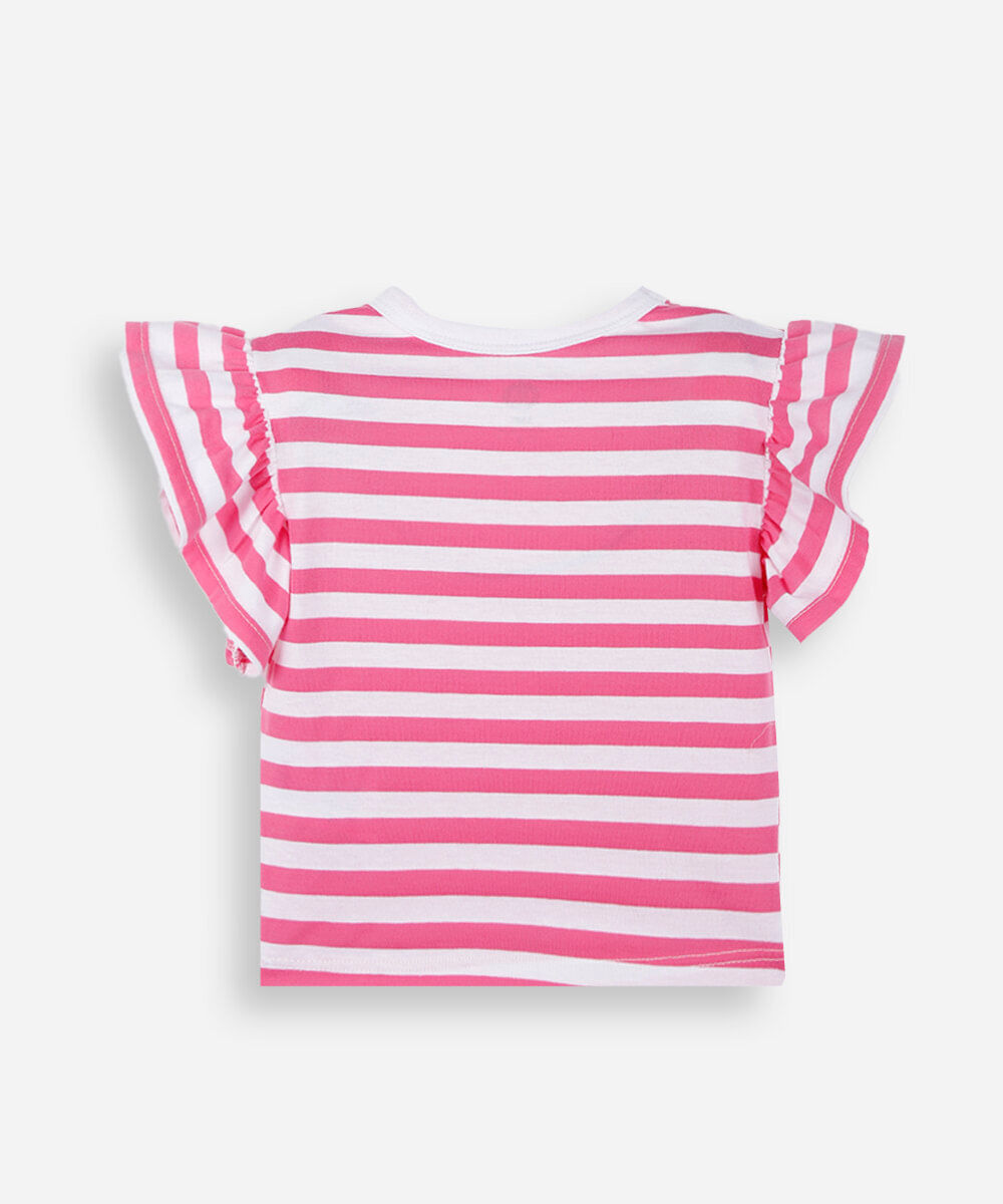 kit de 2 blusas infantil com algodão manga curta listrado colorido