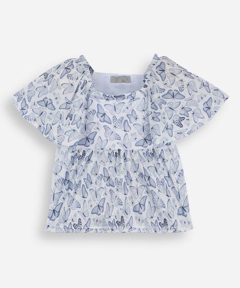 bata infantil texturizada borboletas off white
