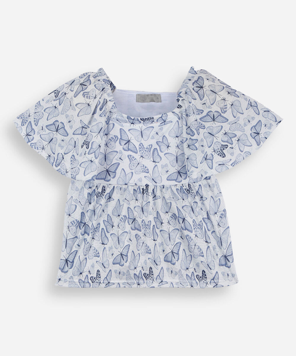 bata infantil texturizada borboletas off white