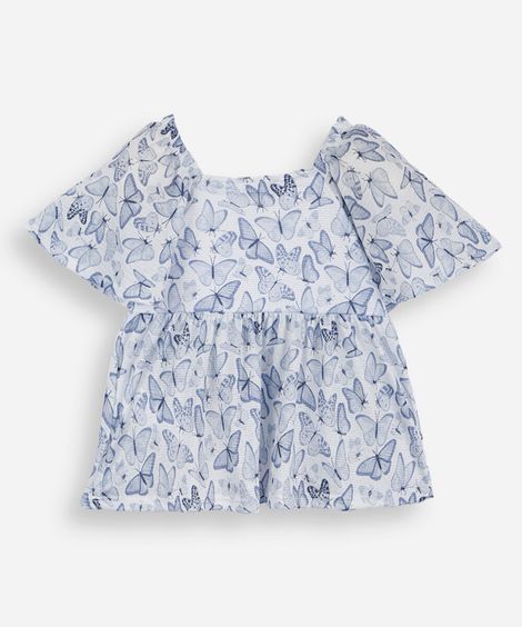 bata infantil texturizada borboletas off white