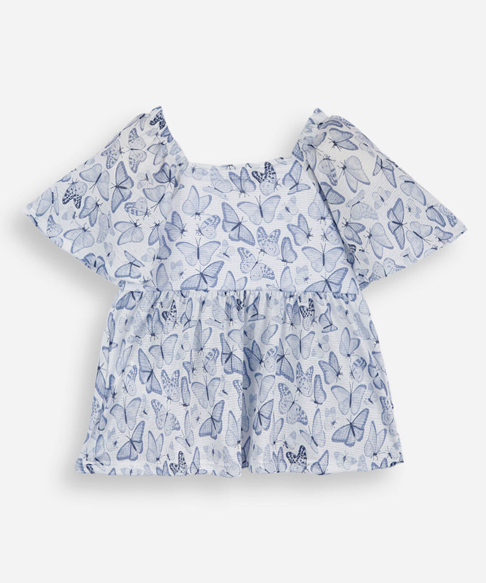bata infantil texturizada borboletas off white