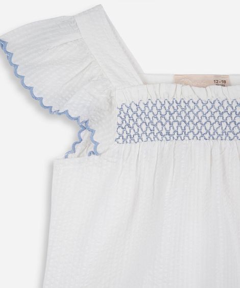 conjunto curto infantil de algodão texturizado off white