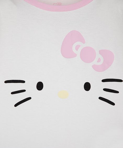 pijama curto infantil hello kitty xadrez com máscara off white