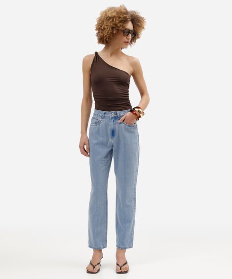 calça jeans mom cintura super alta azul