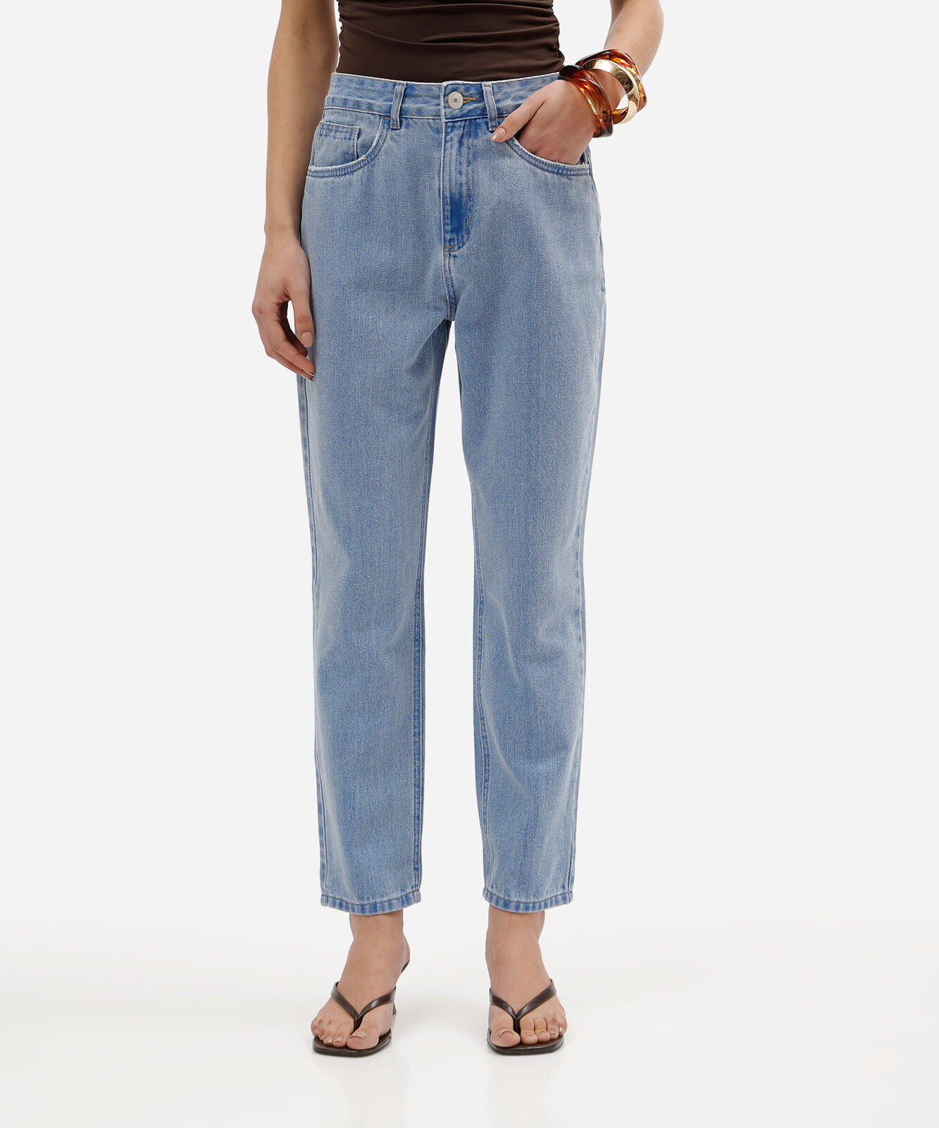 calça jeans mom cintura super alta azul