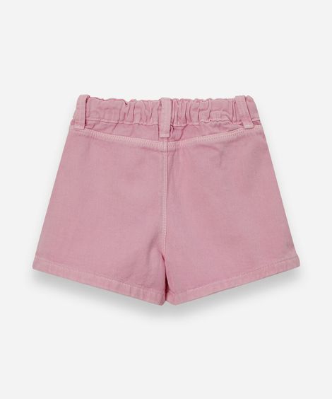 short saia infantil de sarja com pregas rosa