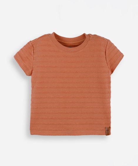camiseta infantil de malha de algodão texturizada laranja