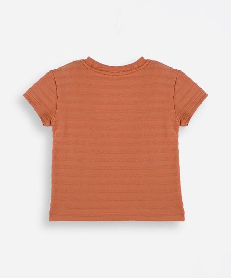 camiseta infantil de malha de algodão texturizada laranja
