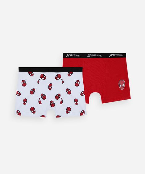 kit de 2 cuecas boxer infantis de algodão homem aranha colorido