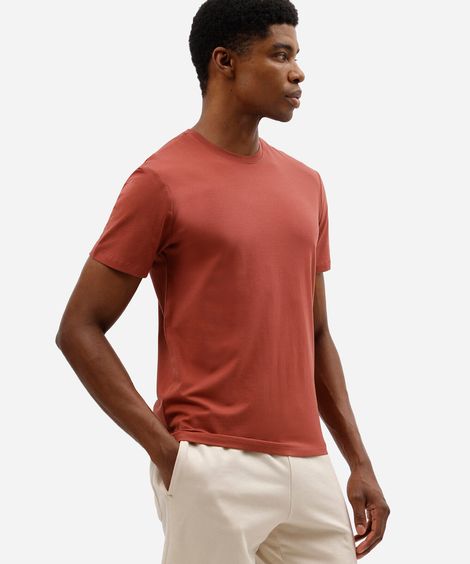 camiseta slim masculina de algodão laranja