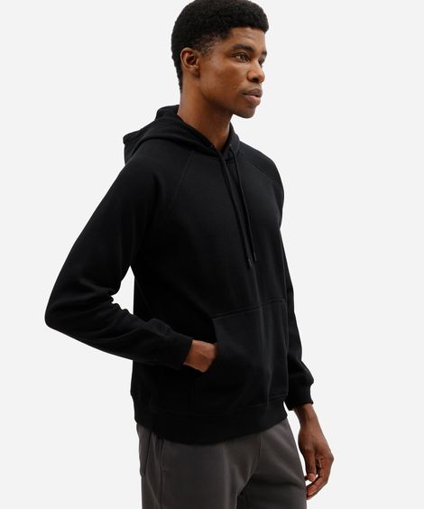 blusão básico masculino de moletom com capuz preto