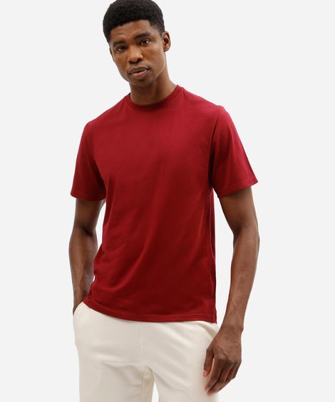 camiseta masculina básica comfort de malha vinho
