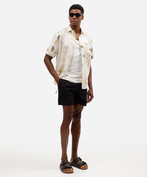 short de praia masculino de poliamida com cós elástico preto