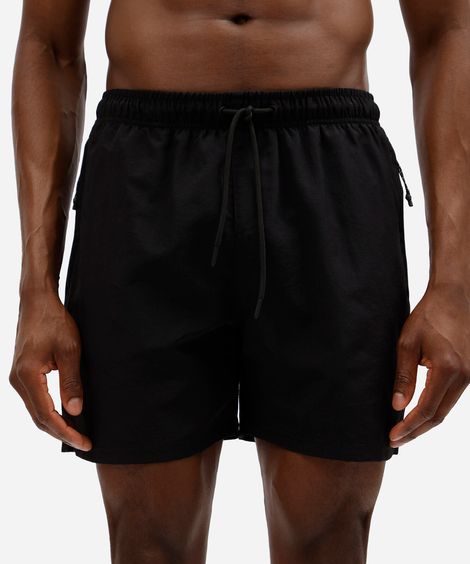 short de praia masculino de poliamida com cós elástico preto