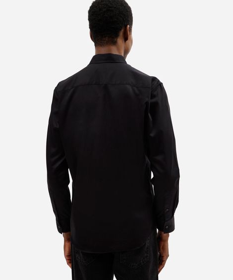 camisa masculina de algodão manga longa preta