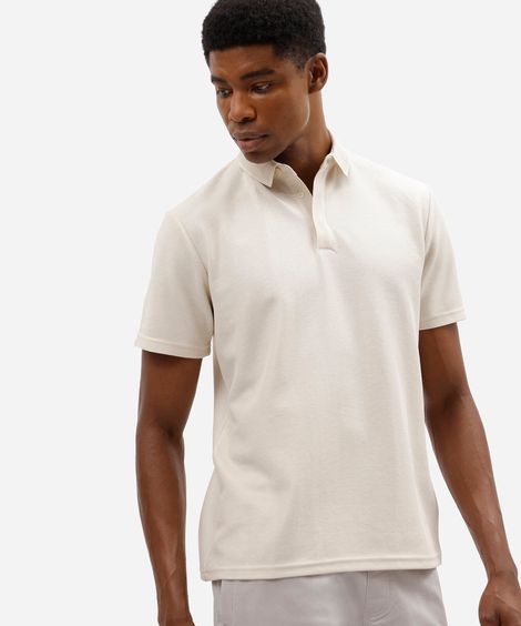 polo masculina com algodão manga curta off white