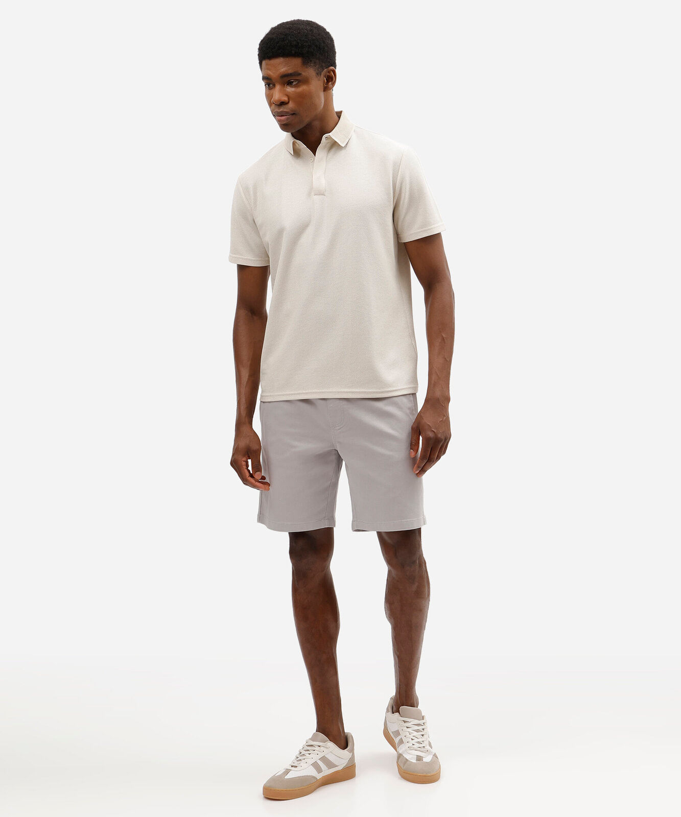 polo masculina com algodão manga curta off white