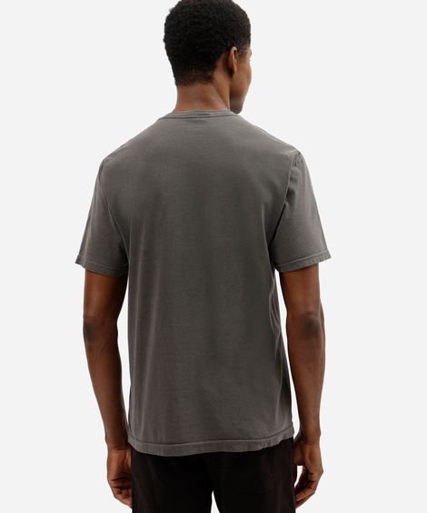 camiseta masculina de algodão manga curta estampada estonada preta