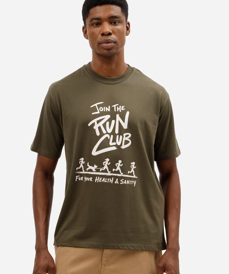 camiseta esportiva masculina com algodão manga curta estampada verde
