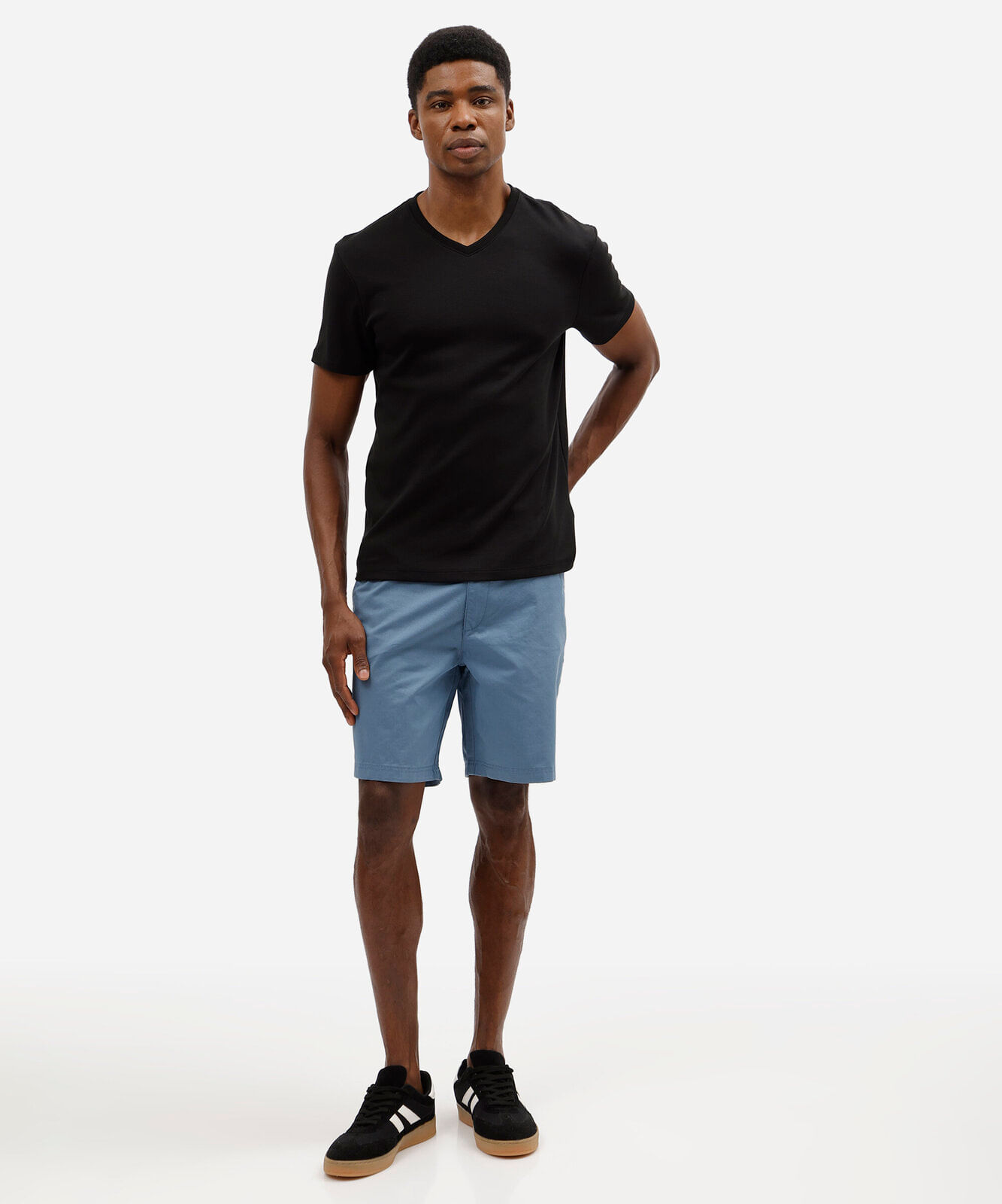 bermuda reta chino masculina de sarja azul