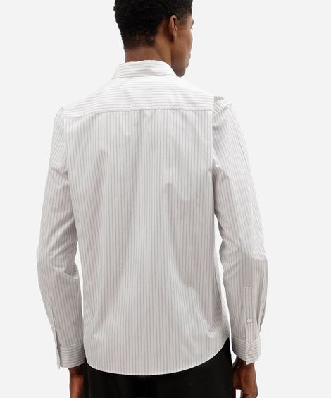 camisa masculina de algodão manga longa listrada branca