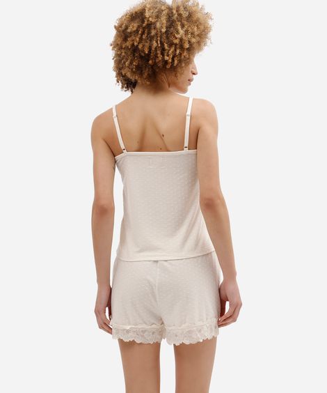 pijama short doll feminino com viscose texturizado bege