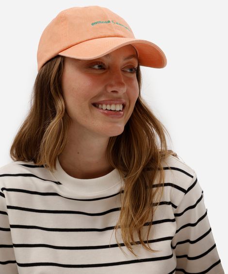 boné feminino aba curva de sarja lavada com bordado laranja
