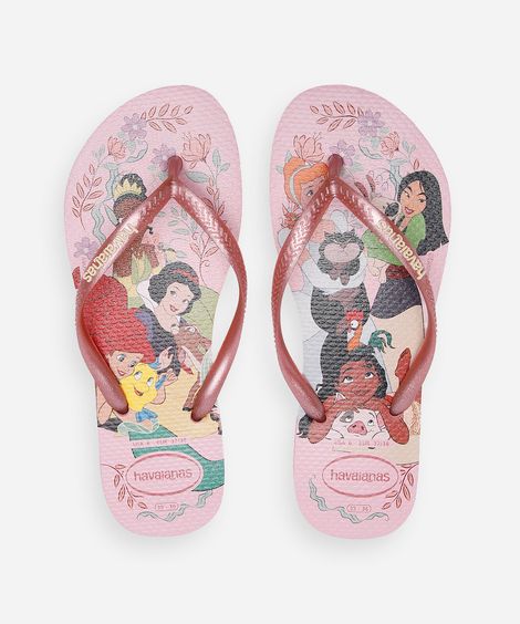 chinelo havaianas slim infantil princesas rosa