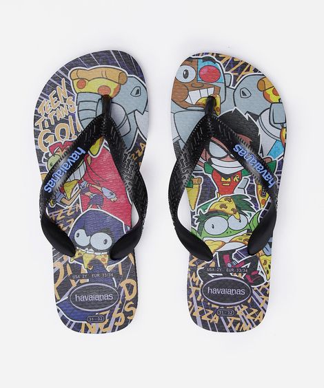 chinelo infantil havaianas estampado preto
