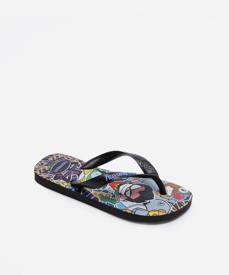 chinelo infantil havaianas estampado preto