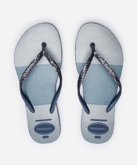 chinelo havaianas feminino glitter azul