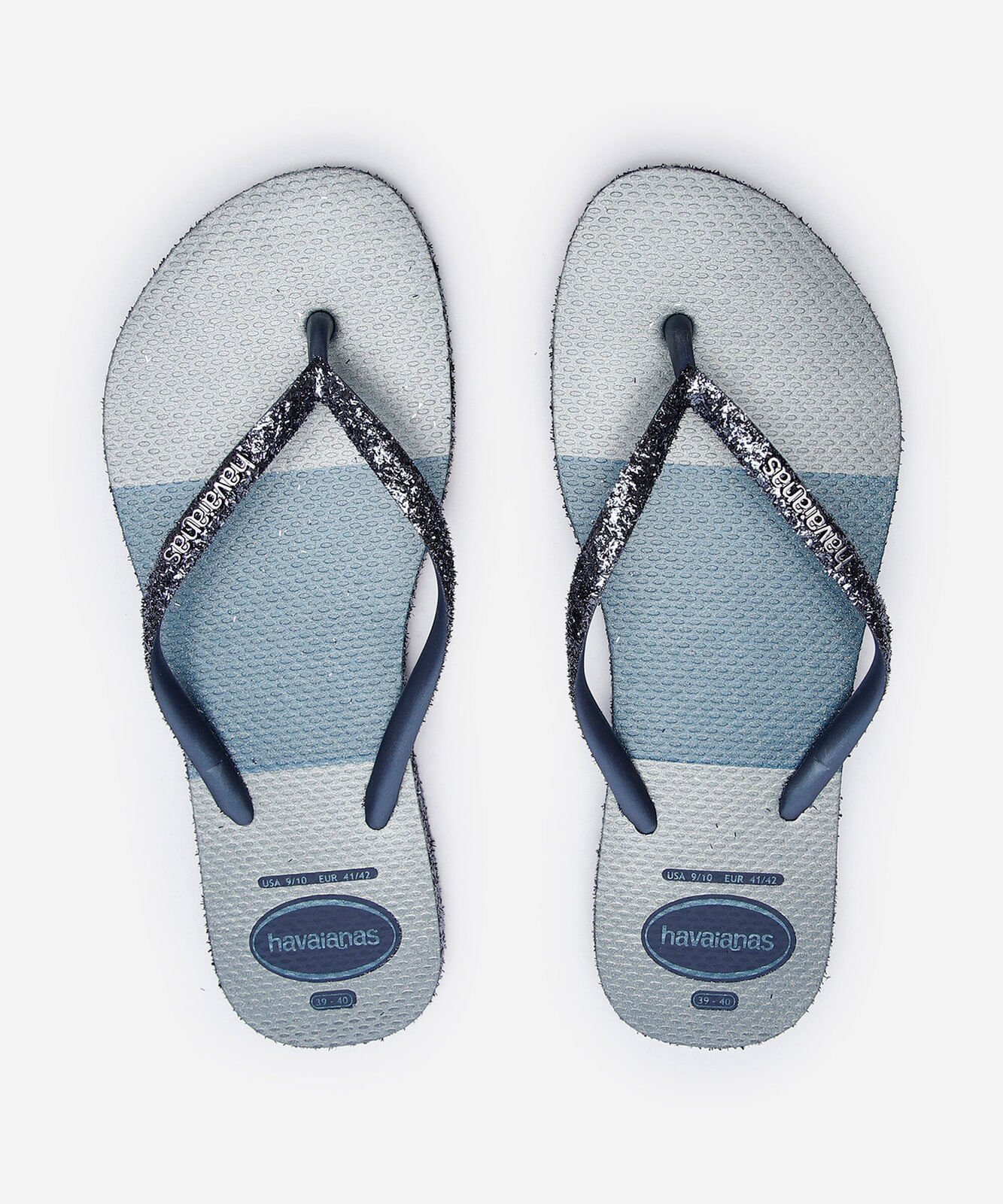 chinelo havaianas feminino glitter azul
