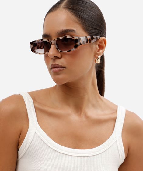 óculos de sol retangular feminino de acetato colorido