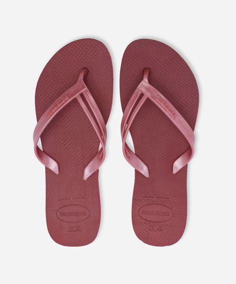 chinelo feminino havaianas com tiras trançadas em napa vinho