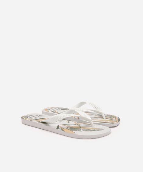 chinelo havaianas aloha folhagem branco