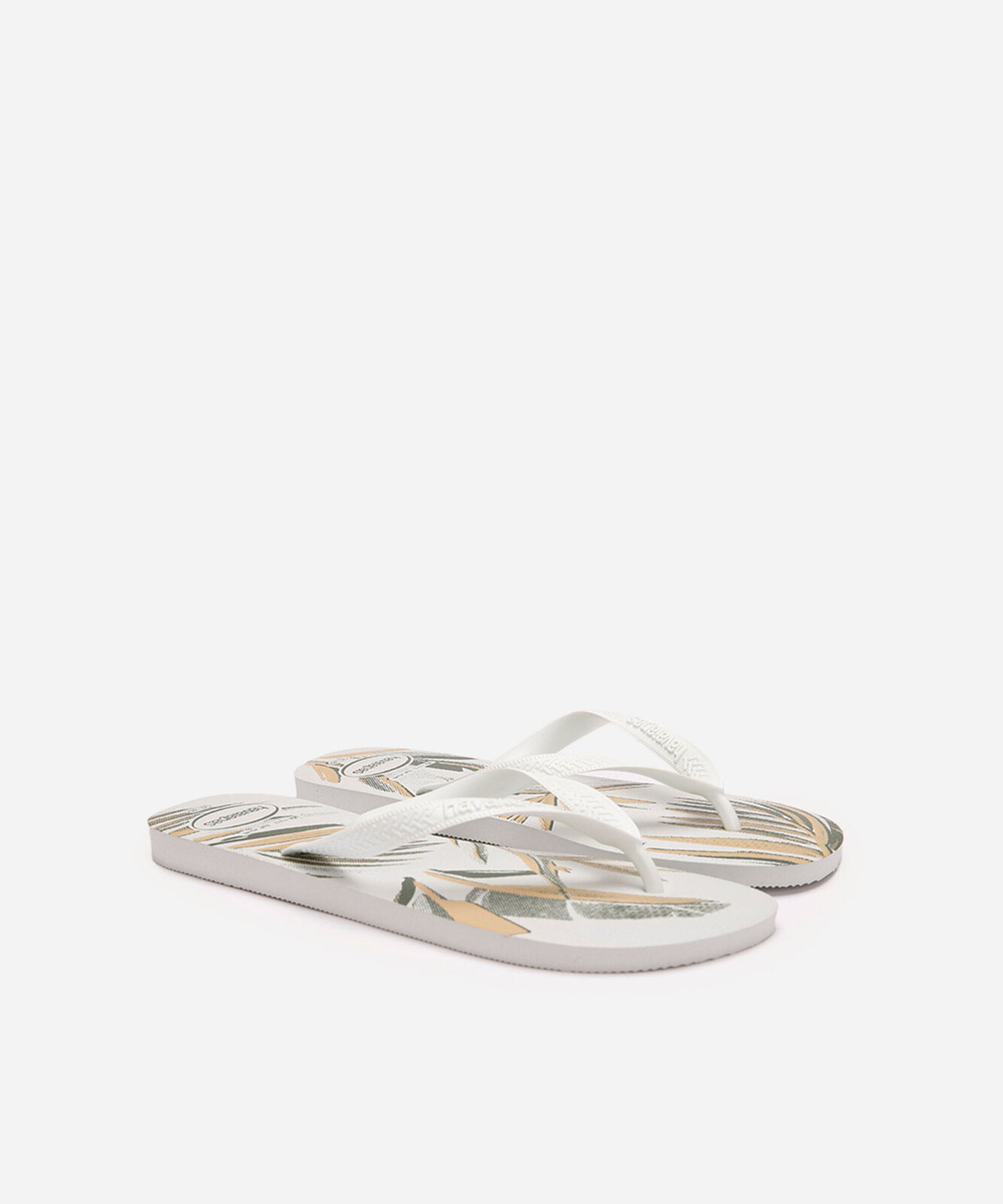 chinelo havaianas aloha folhagem branco