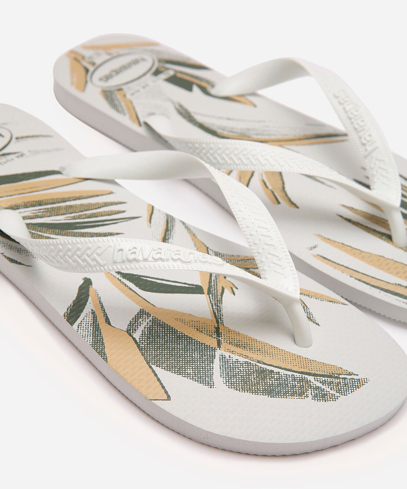 chinelo havaianas aloha folhagem branco