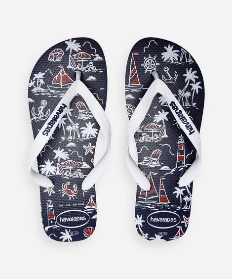 chinelo havaianas estampado azul