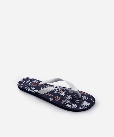 chinelo havaianas estampado azul