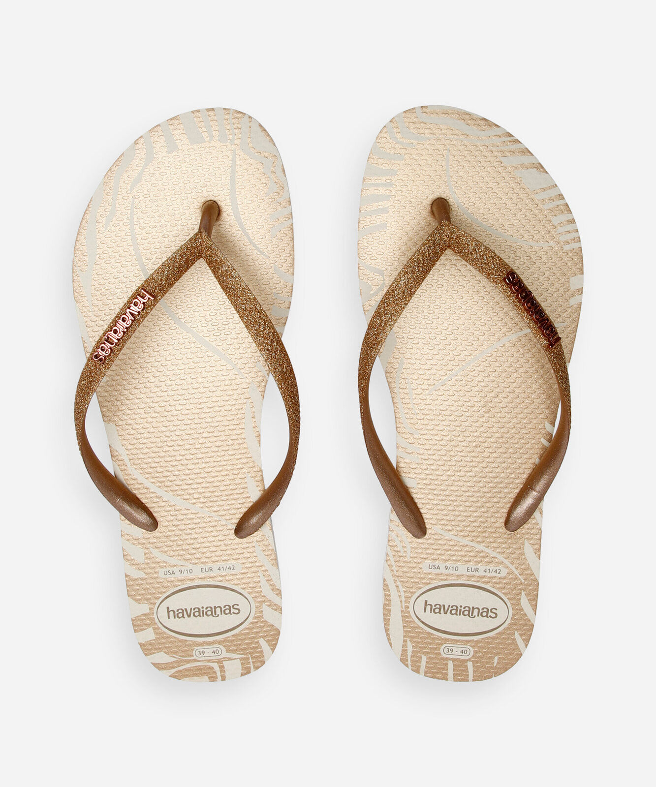 chinelo havaianas feminino  glitter edge bege