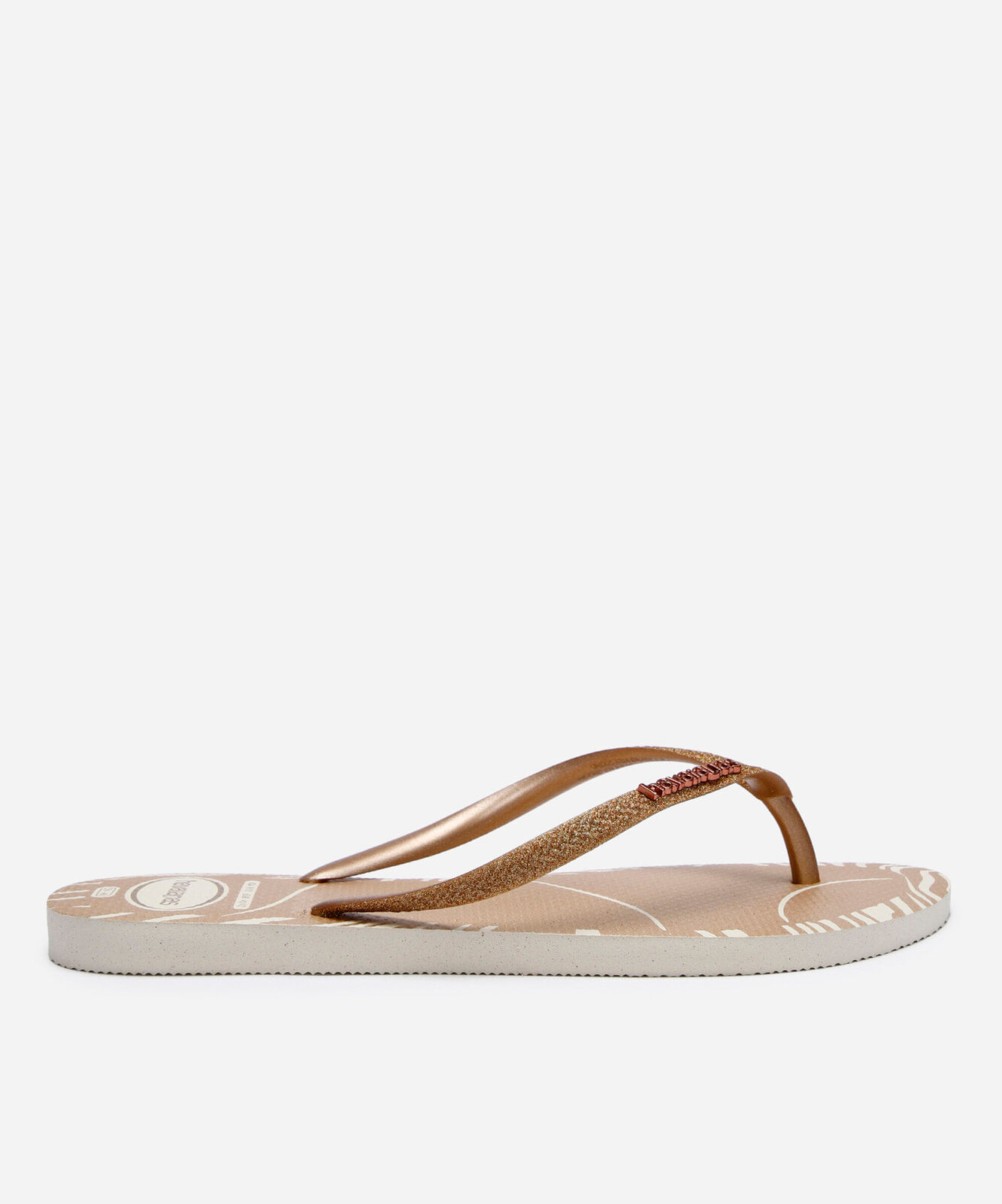 chinelo havaianas feminino  glitter edge bege
